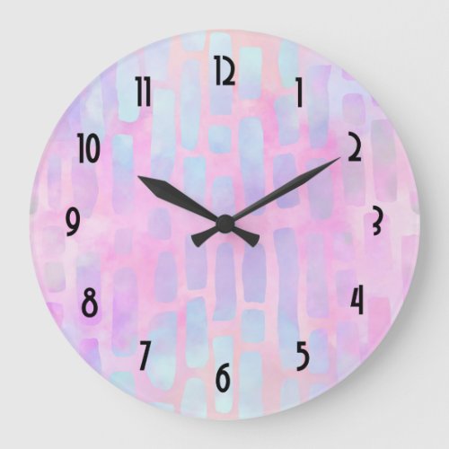 Blue Rectangle Shapes on Pink Background  Large Clock