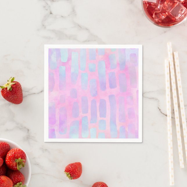 Blue Rectangle Shapes on Pink Background  Napkins (Insitu)