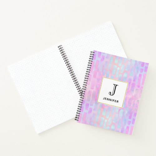 Blue Rectangle Shapes on Pink Background Notebook