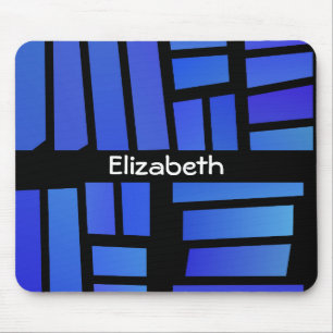 Blue Rectangle Tiles Personalized Mouse Pad