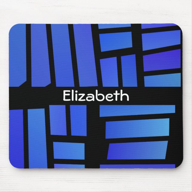 Blue Rectangle Tiles Personalized Mouse Pad (Front)