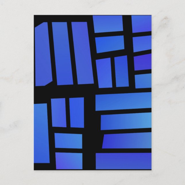 Blue Rectangular Tiles on a Black background Postcard (Front)