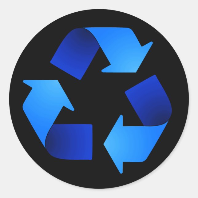 Blue Recycling Symbol Sticker (Front)