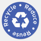 Blue Reduce Reuse Recycle Sticker | Zazzle.com