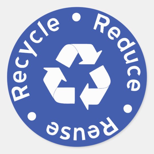 Blue Recycling Symbol Sticker | Zazzle.com