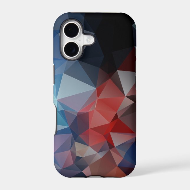 Blue Red Abstract Pyramid Pattern Case-Mate iPhone Case (Back)