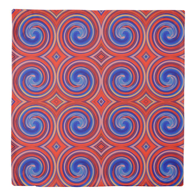 Blue Red Abstract Swirl Pattern Duvet Cover (Front)