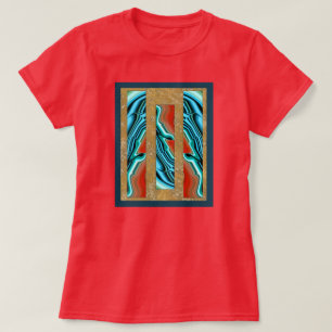 Blue Red Agate Intarsia T-Shirt