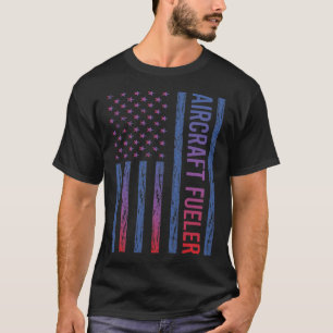 Blue Red American Flag Aircraft Fueler T-Shirt