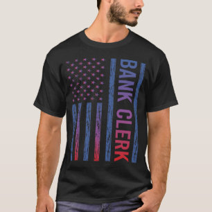Blue Red American Flag Bank Clerk T-Shirt