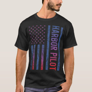 Blue Red American Flag Harbor Pilot T-Shirt