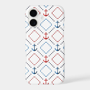 Blue, Red anchors, Marine iPhone 17 Case