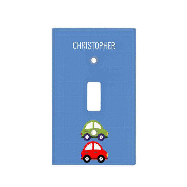 Blue Red and Green Cars Custom Light Switch Cover (Front)