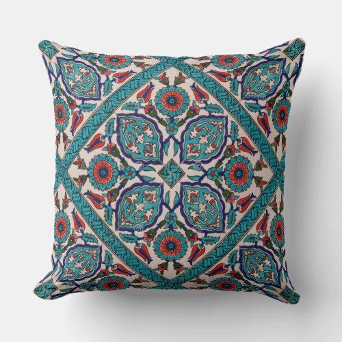 Blue, red and purple geometric pillow