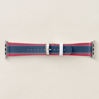 Blue Red and Silver Sports Stripes Apple Watch Band