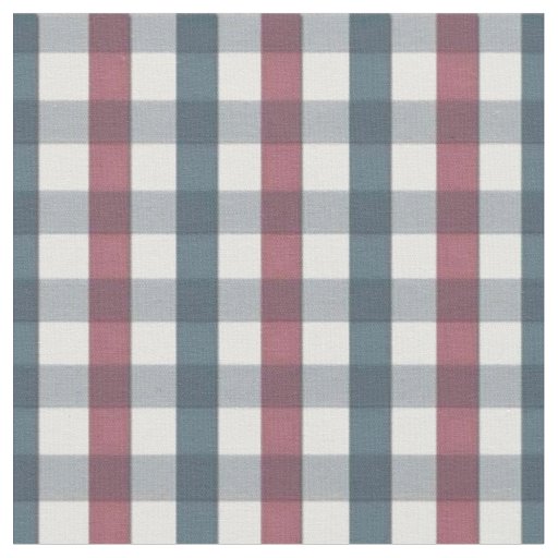 Blue, Red and White Plaid Pattern Fabric