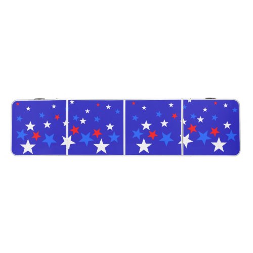 Blue Red and White Star Pattern Beer Pong Table