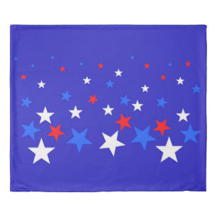 Blue, Red and White Star Pattern Duvet Cover