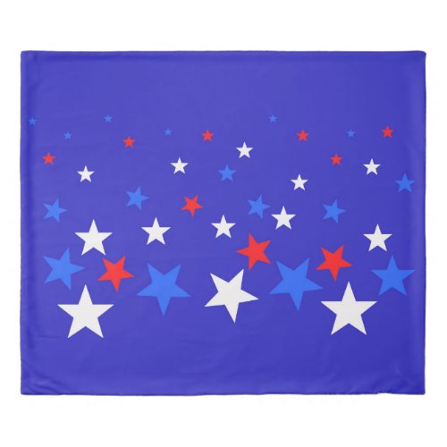 Blue Red and White Star Pattern Duvet Cover