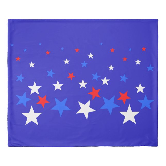 Blue, Red and White Star Pattern Duvet Cover (Front)