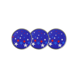 Blue, Red and White Star Pattern Golf Ball Marker