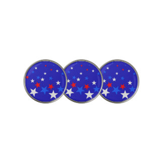Blue, Red and White Star Pattern Golf Ball Marker
