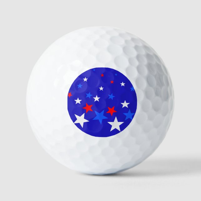 Blue, Red and White Star Pattern Golf Balls (Front)