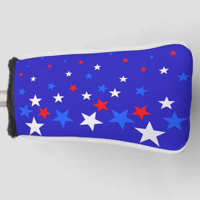 Blue, Red and White Star Pattern Golf Head Cover (Front)