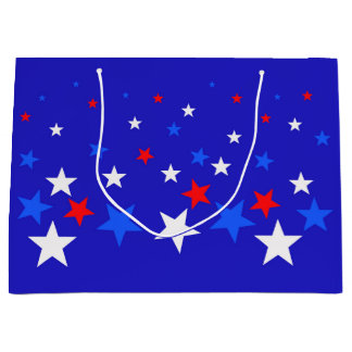 Blue, Red and White Star Pattern Large Gift Bag