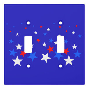 Blue, Red and White Star Pattern Light Switch Cover