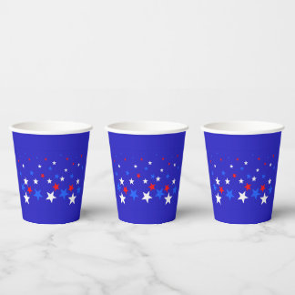 Blue, Red and White Star Pattern Paper Cups