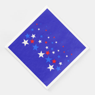 Blue, Red and White Star Pattern Paper Dinner Napkins