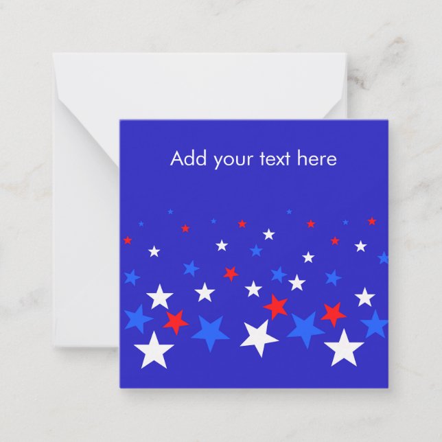 Blue, Red and White Star Pattern Personalized Note Card (Front)