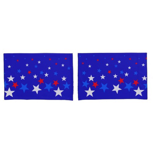 Blue Red and White Star Pattern Pillow Case