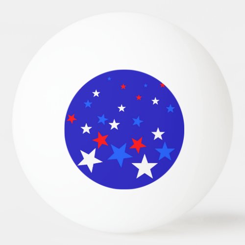 Blue Red and White Star Pattern Ping Pong Ball
