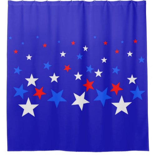 Blue Red and White Star Pattern Shower Curtain