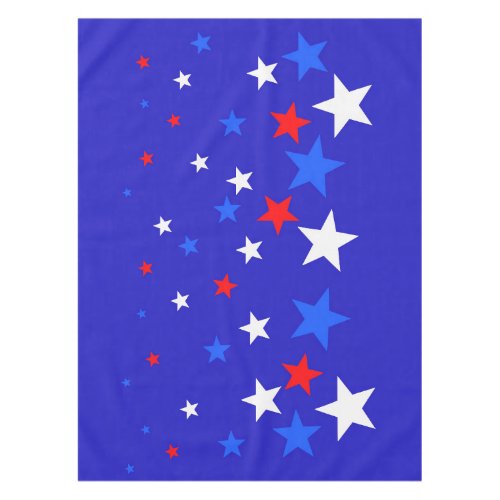 Blue Red and White Star Pattern Tablecloth