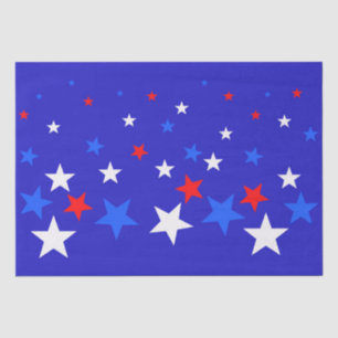 Blue, Red and White Star Pattern Tissue Paper
