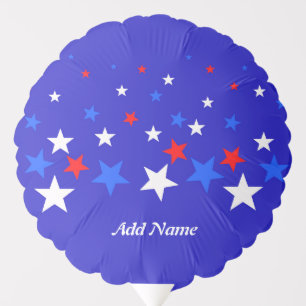 Blue, Red and White Stars Personalized Party Balloon