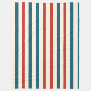 Blue,Red and White Stripe Pattern Fleece Blanket