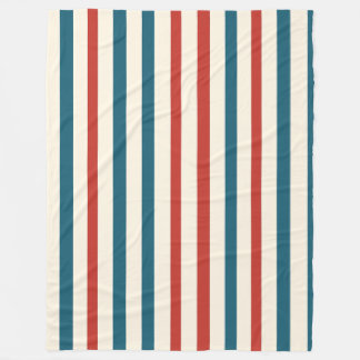 Blue,Red and White Stripe Pattern Fleece Blanket