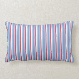 Blue Red and White Stripes Lumbar Pillow