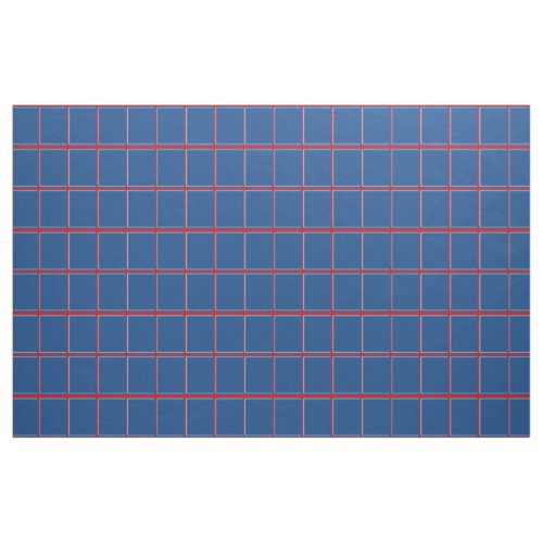 Blue Red and White Windowpane Check Fabric