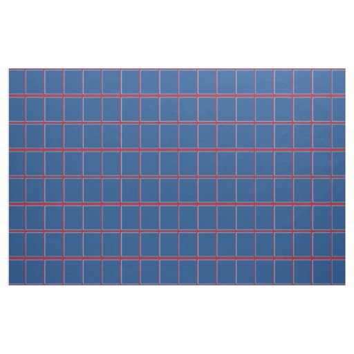 Blue Red and White Windowpane Check Fabric