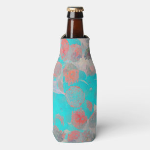 Blue red art of romantic floral / flower pattern bottle cooler