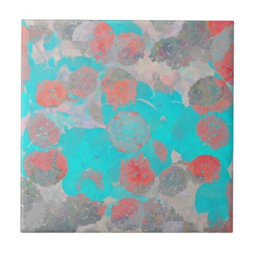 Blue red art of romantic floral  flower pattern ceramic tile