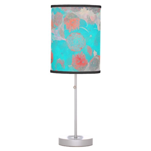 Blue red art of romantic floral  flower pattern table lamp