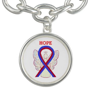Blue & Red Awareness Ribbon Angel Charm Bracelet