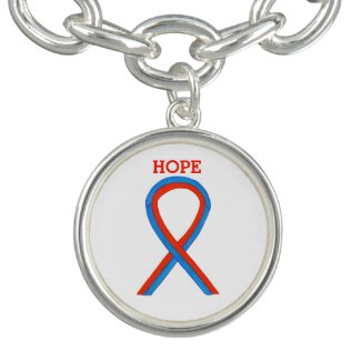 Blue & Red Awareness Ribbon Jewelry Charm Bracelet