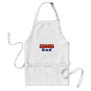 Blue & Red Awesome Dad Father's Day Adult Apron by Visages at Zazzle